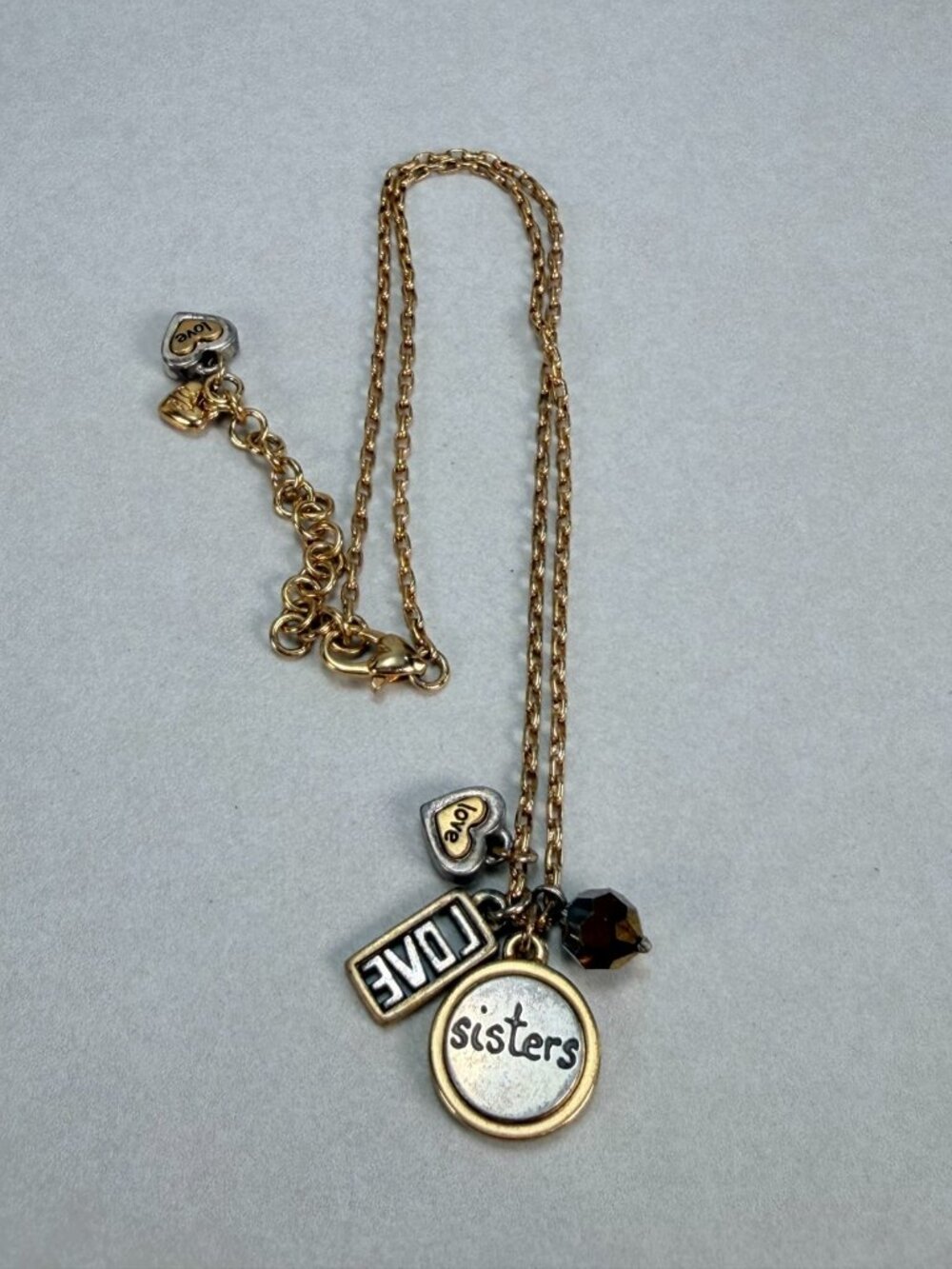 Brighton Sisters Love Charm Necklace Gold Tone Heart Dangle Pendant - Picture 6 of 7
